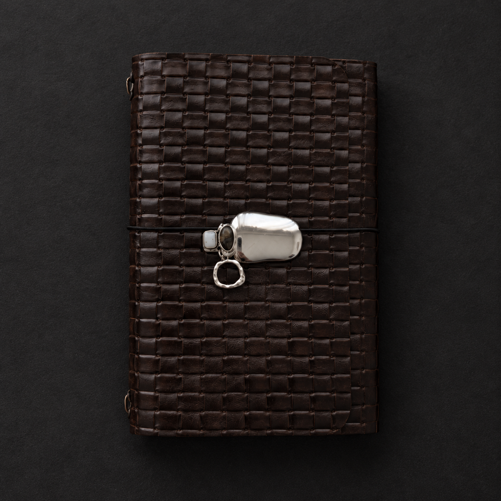 ARCHIVE 0012 — TRAME / Dark Brown Woven Leather Journal A5