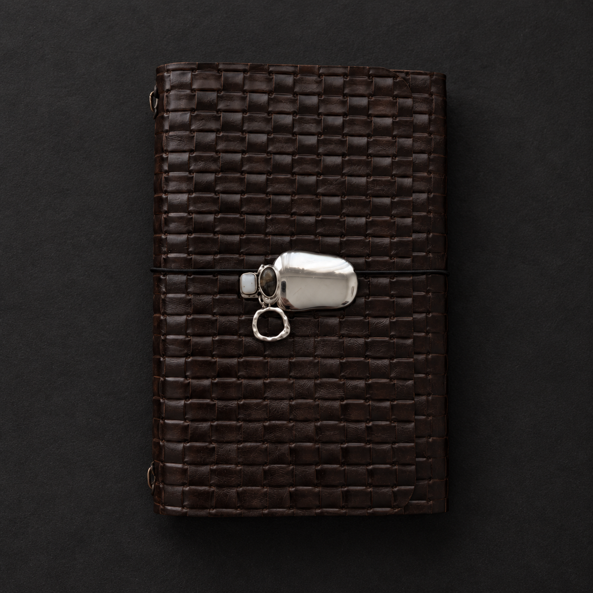 ARCHIVE 0012 — TRAME / Dark Brown Woven Leather Journal A5
