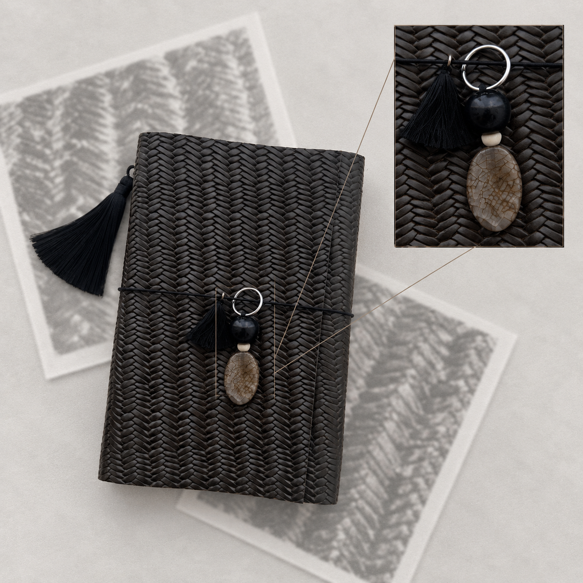 ARCHIVE 0019 — MOUSSE / Dark Green Woven Leather Journal A5