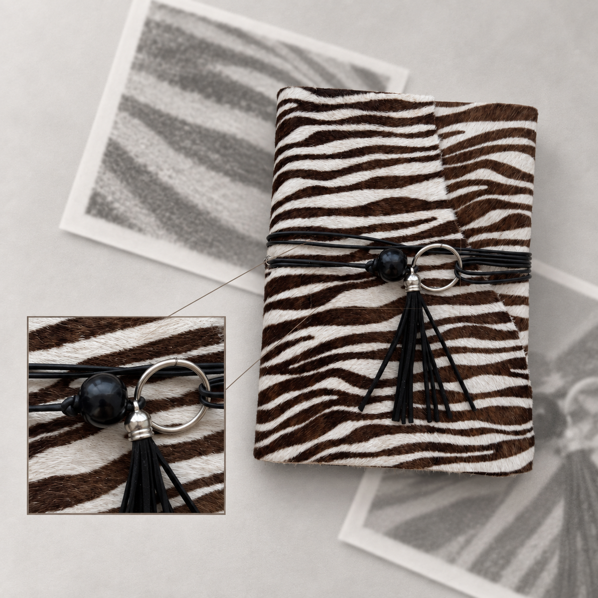 ARCHIVE 0028 — ECLEA / Brown & White Zebra-Pattern Hair-on-Hide Journal A5