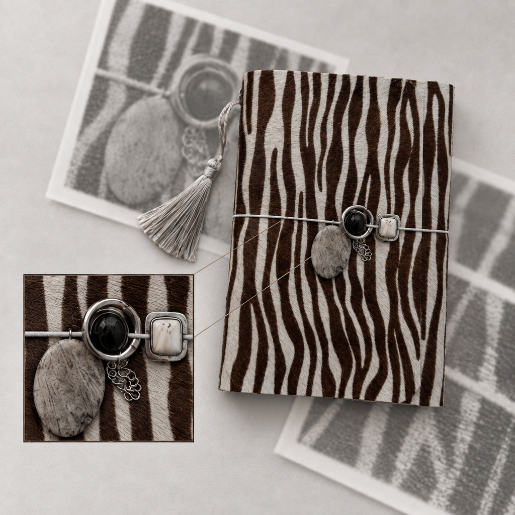 ARCHIVE 0008 — STRIÉ / Zebra-Pattern Hair-on-Hide Journal A5