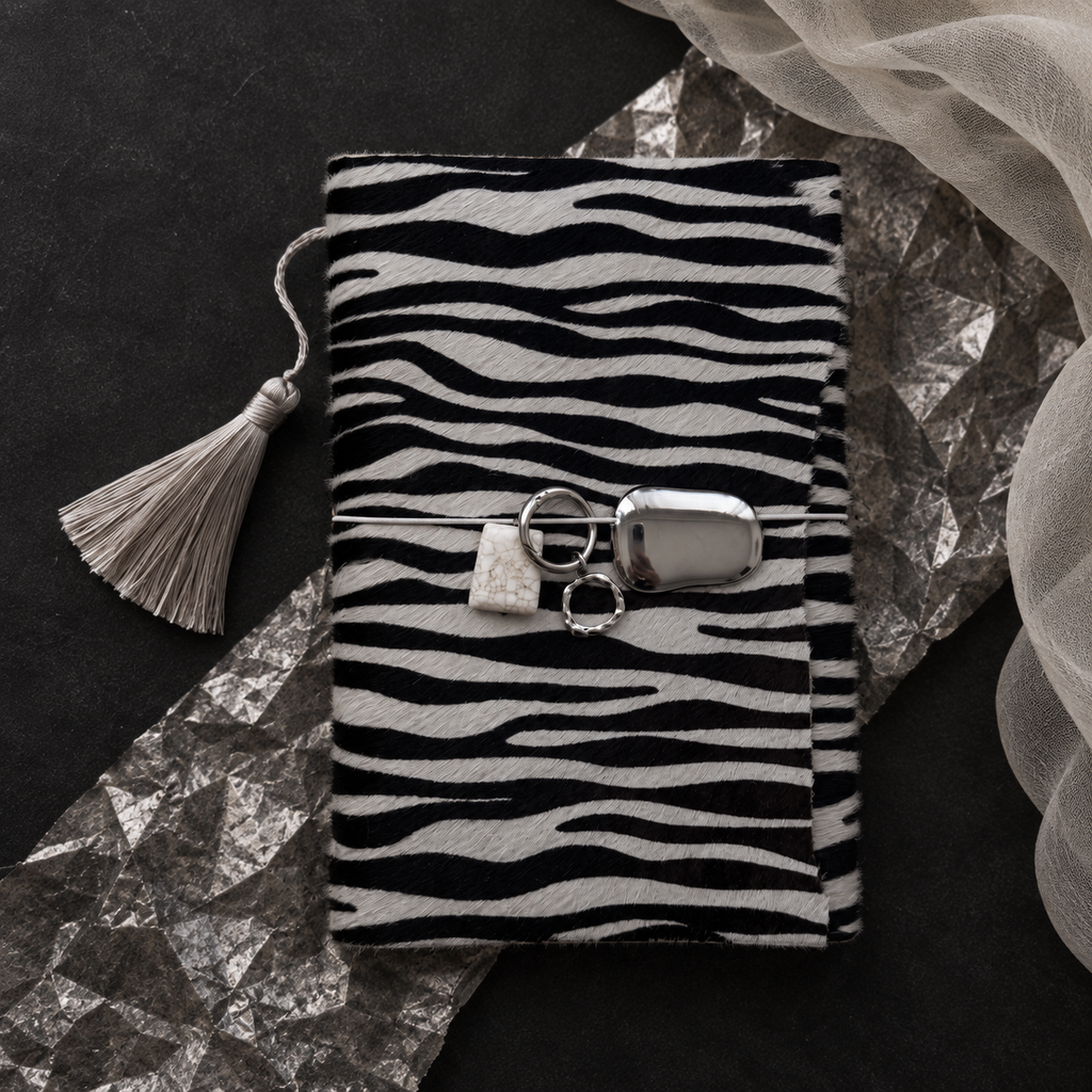 ARCHIVE 0016 — ÉCLIPSE / Black & White Zebra-Pattern Hair-on-Hide Journal A5