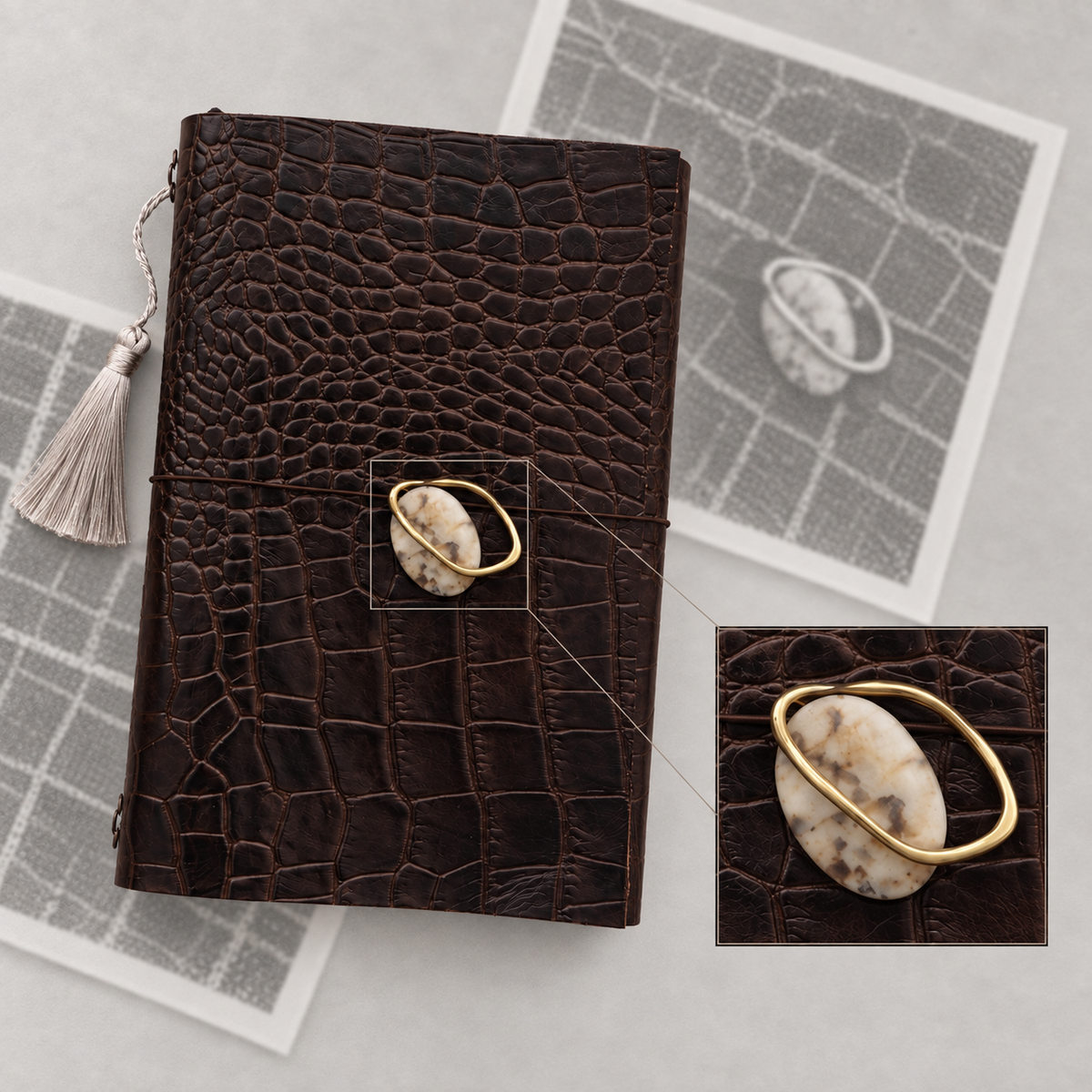 ARCHIVE 0004 — SÉPIA / Brown Croc Leather Journal A5