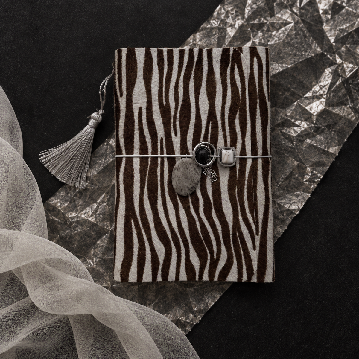 ARCHIVE 0008 — STRIÉ / Zebra-Pattern Hair-on-Hide Journal A5