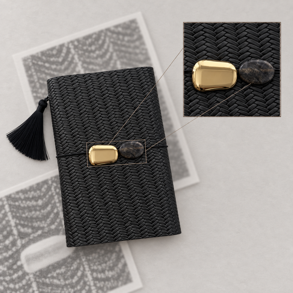 ARCHIVE 0015 — MOUSSE / Dark Green Woven Leather Journal A5