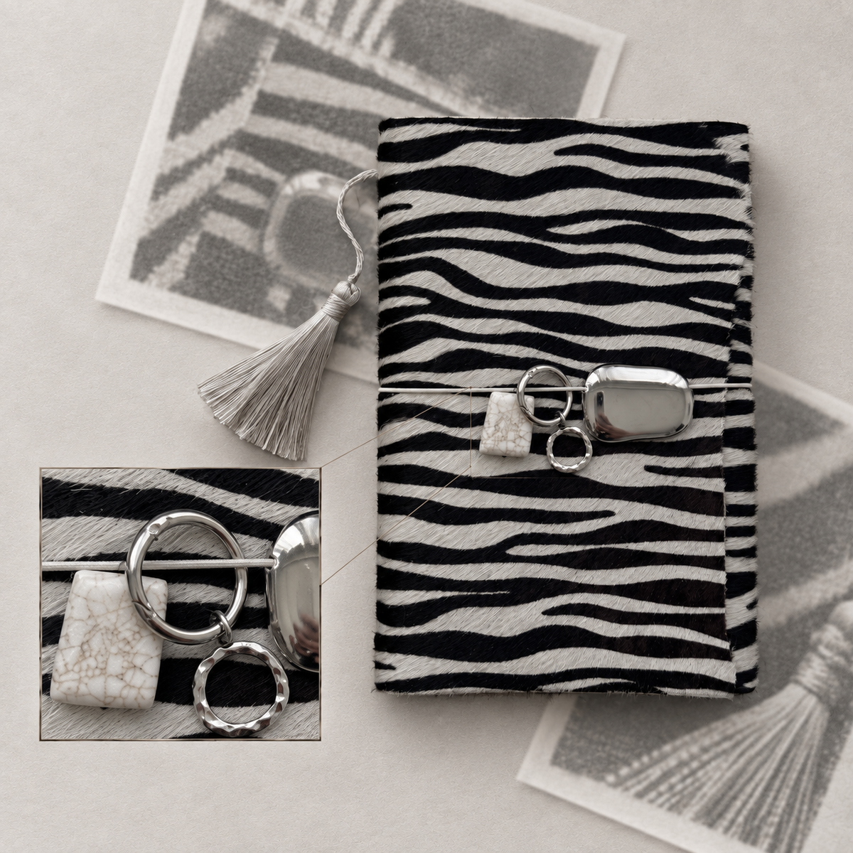 ARCHIVE 0016 — ÉCLIPSE / Black & White Zebra-Pattern Hair-on-Hide Journal A5