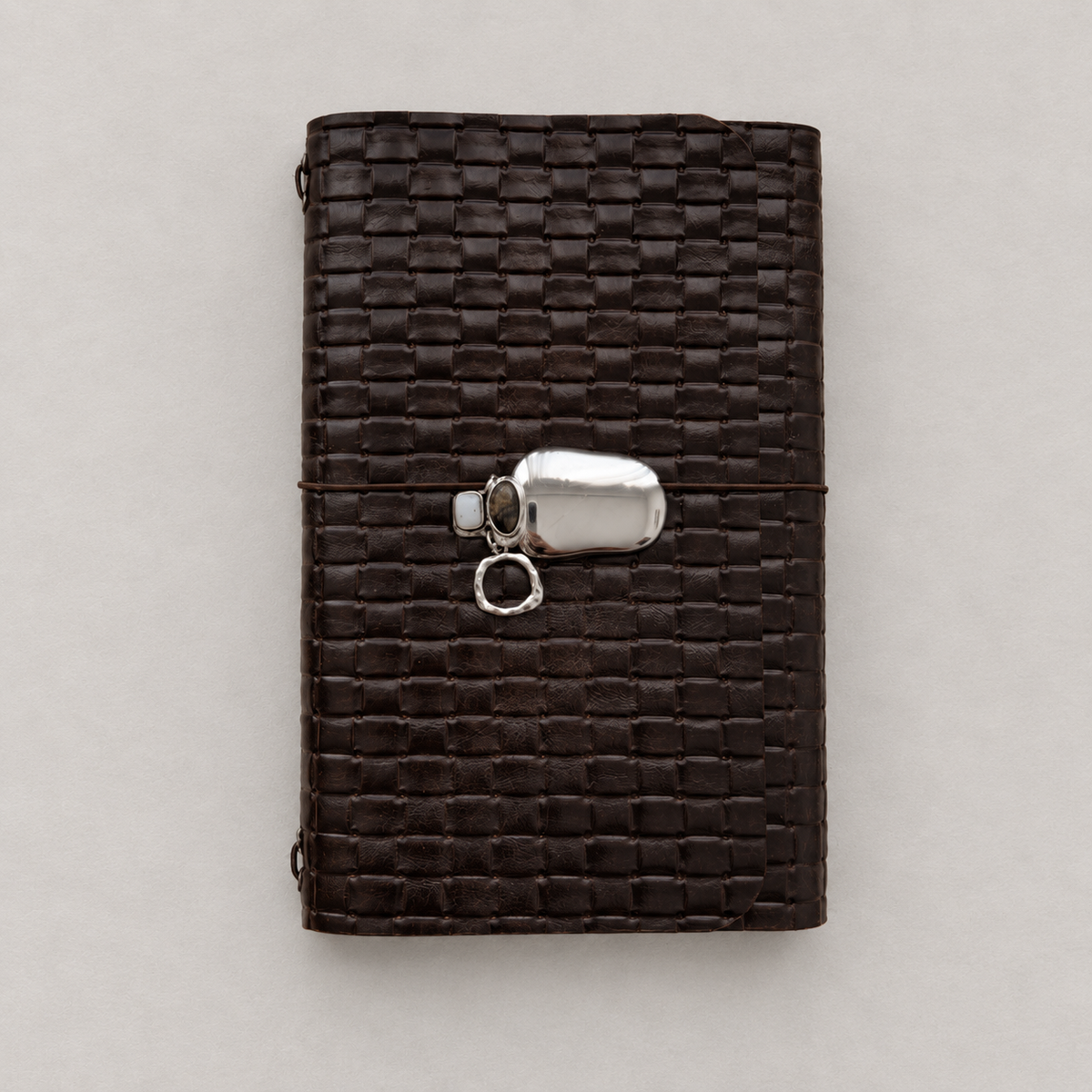 ARCHIVE 0012 — TRAME / Dark Brown Woven Leather Journal A5