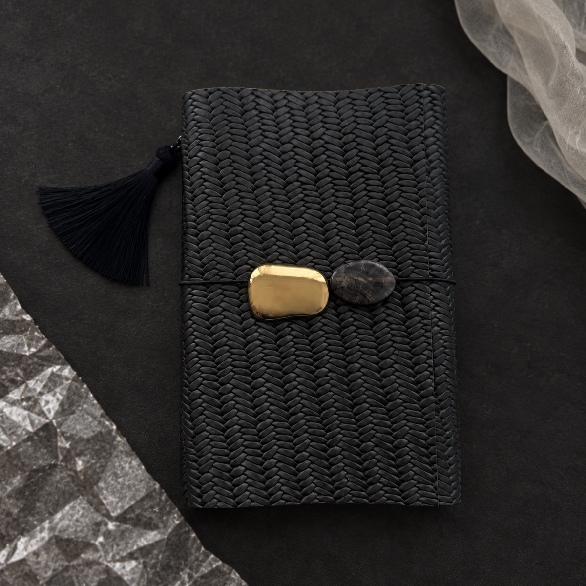 ARCHIVE 0015 — MOUSSE / Dark Green Woven Leather Journal A5