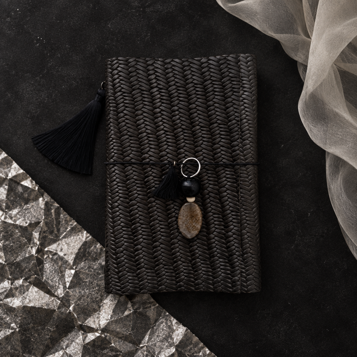 ARCHIVE 0019 — MOUSSE / Dark Green Woven Leather Journal A5